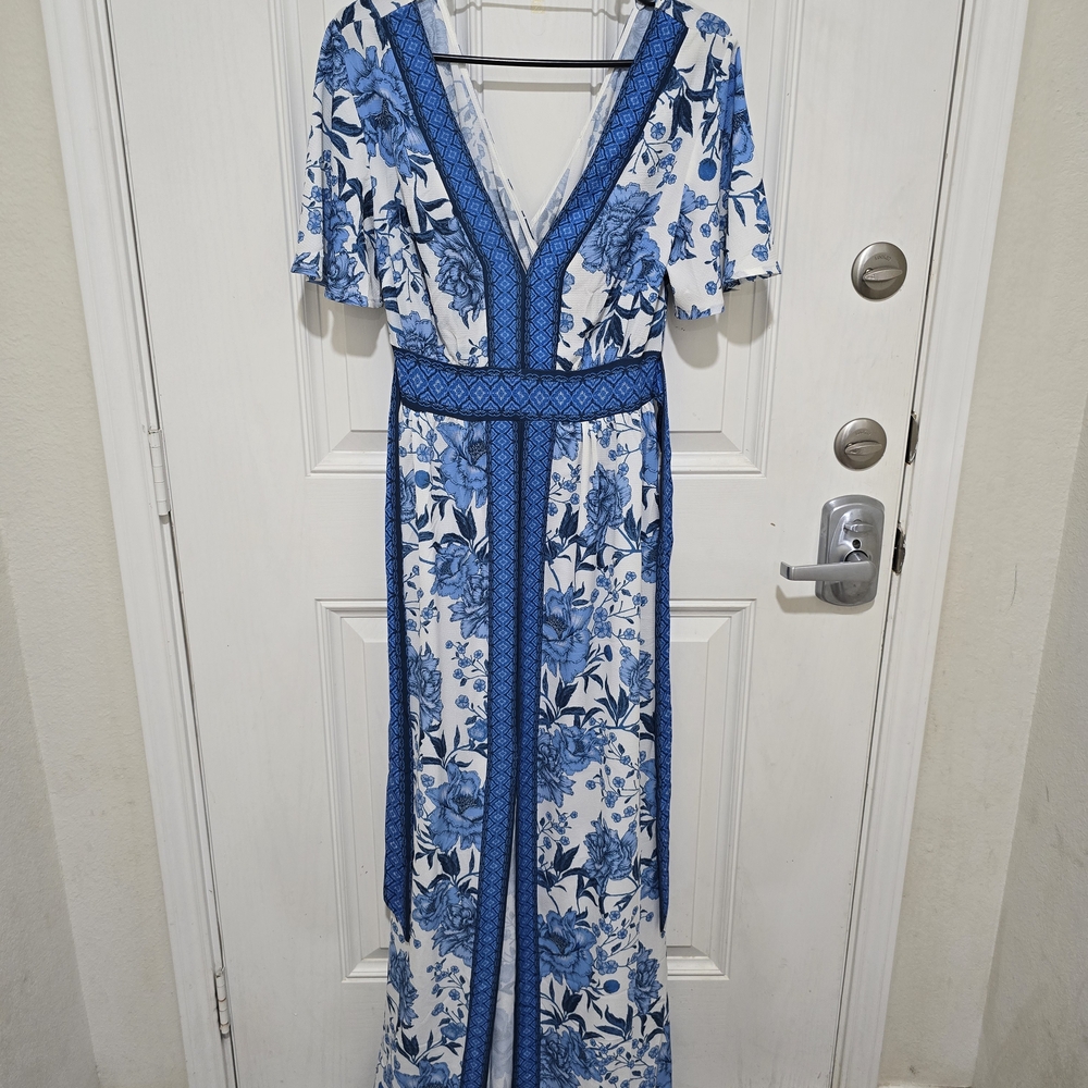 Floral Blue and White Maxi Dress
